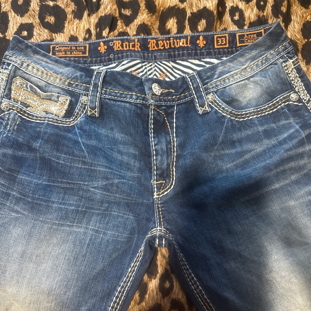 Rock Revival Blue Slim Jeans with Vintage Fading